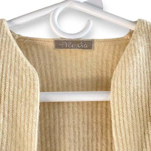 Vintage 90's White Cream Angora Cardigan Sweater - sz S - Picture 3 of 7